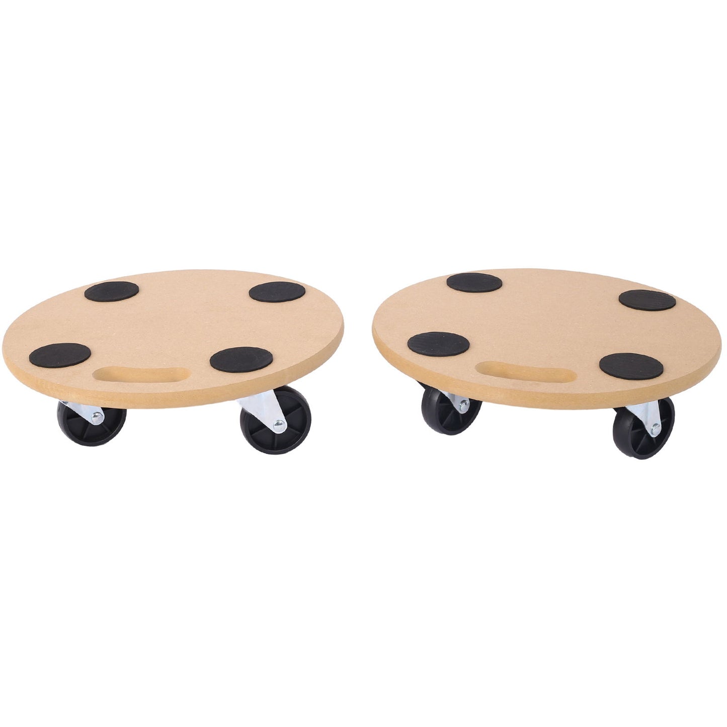 Furniture Moving Dolly, Heavy Duty Wood Rolling Mover With Wheels For Piano Couch Fridge Heavy Items, Securely Holds 500 Lbs (2 Piece Round Platform) - Natural