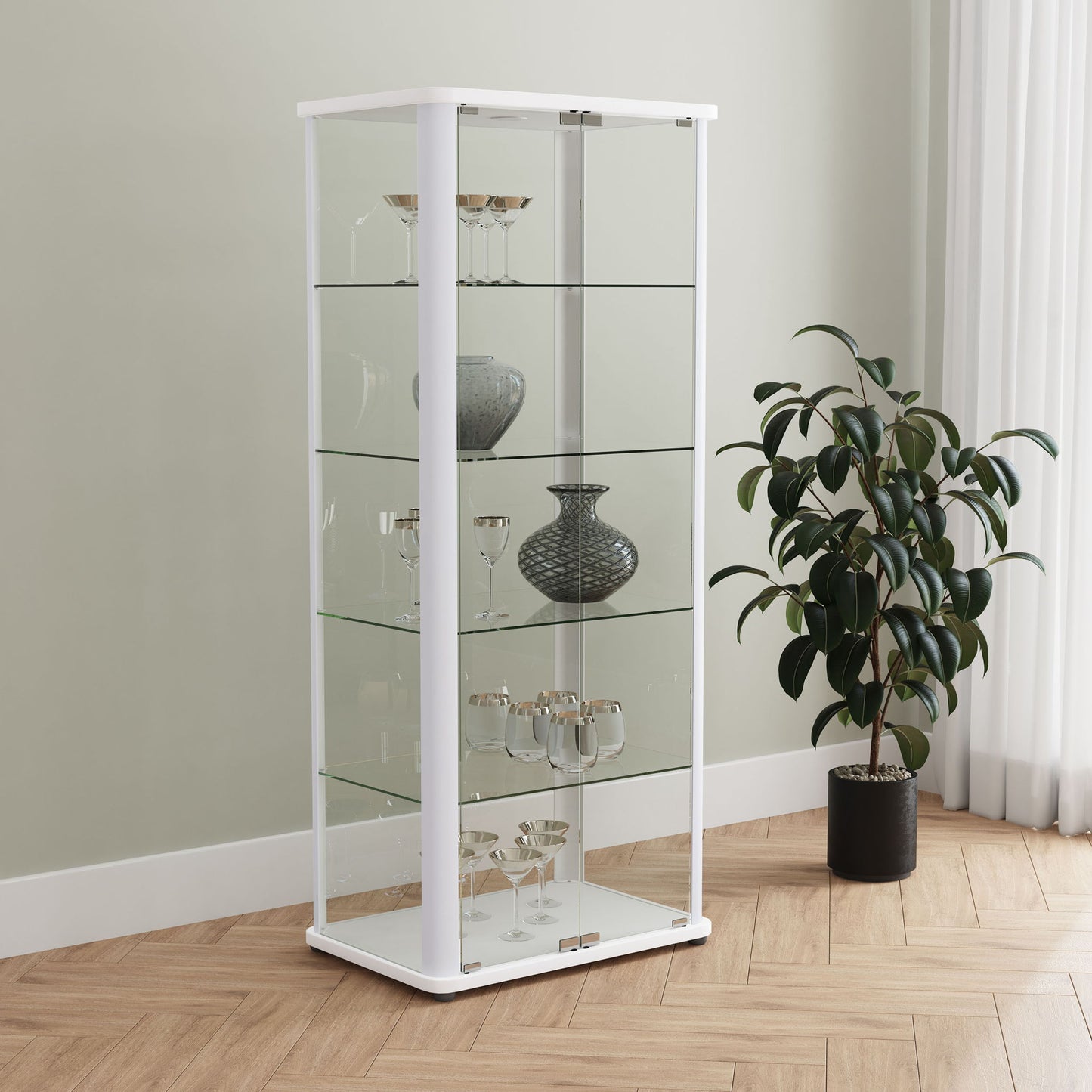 Nevra - 4 Shelf Display LED Curio Cabinet