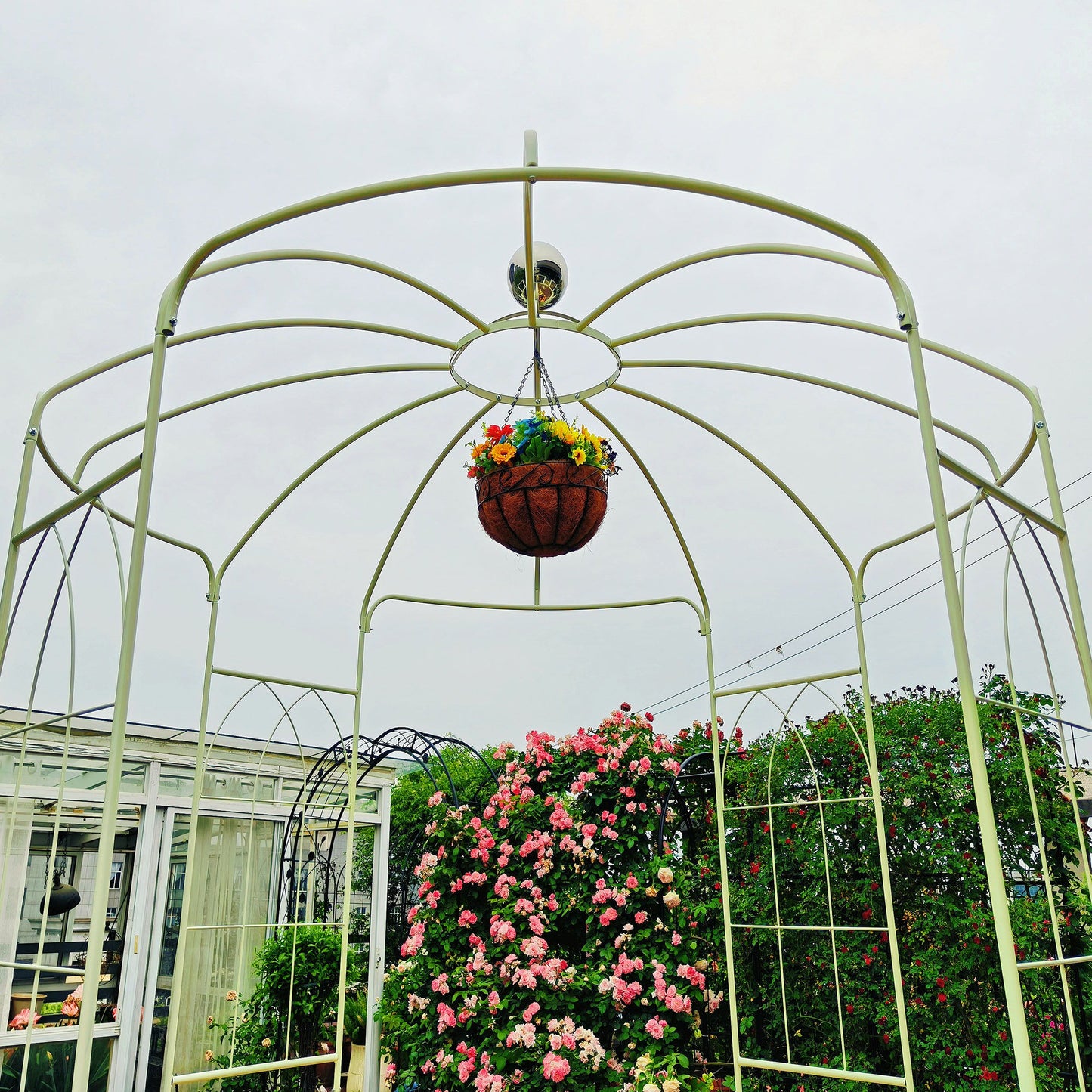 Metal Garden Arch Iron Garden Arbors Gazebo Dia High Birdcage Shape Pergola Pavilion For Wedding Ceremony