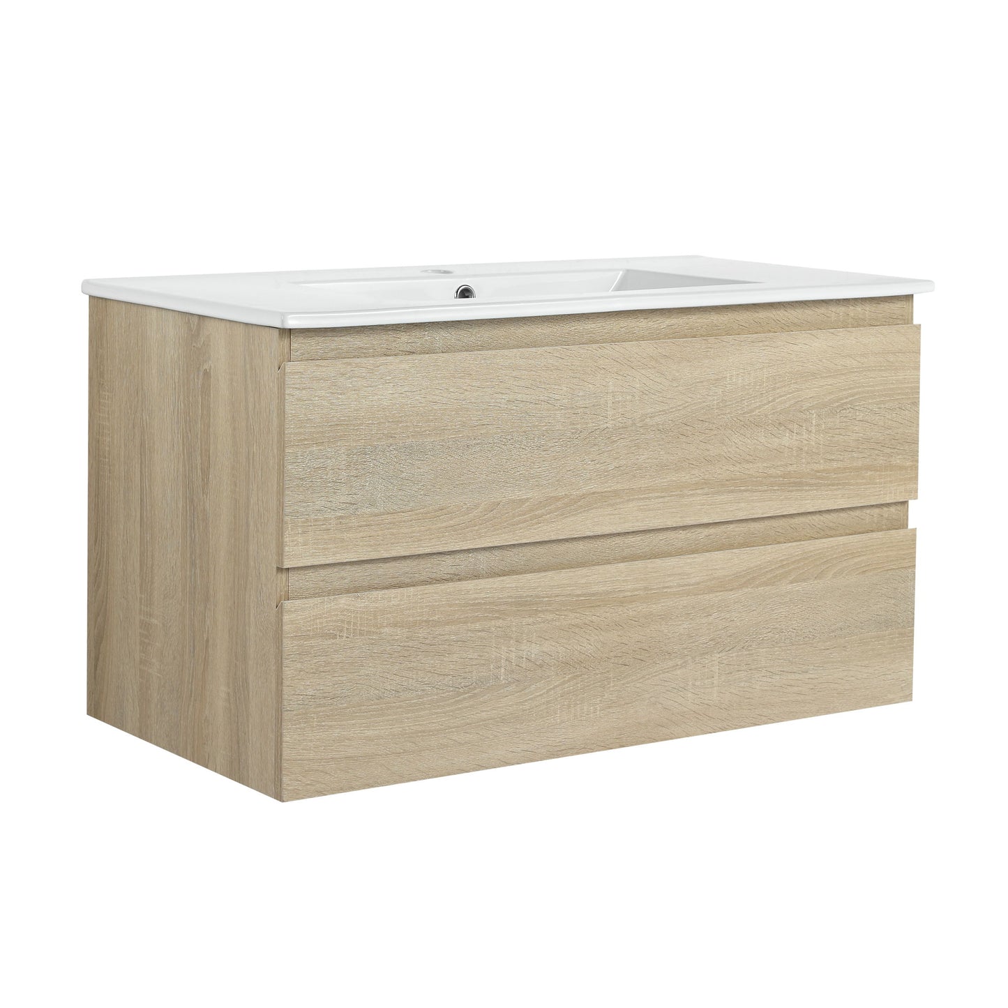 Wall Mounted Bathroom Vanity & Sink, 2 Soft Close Drawers