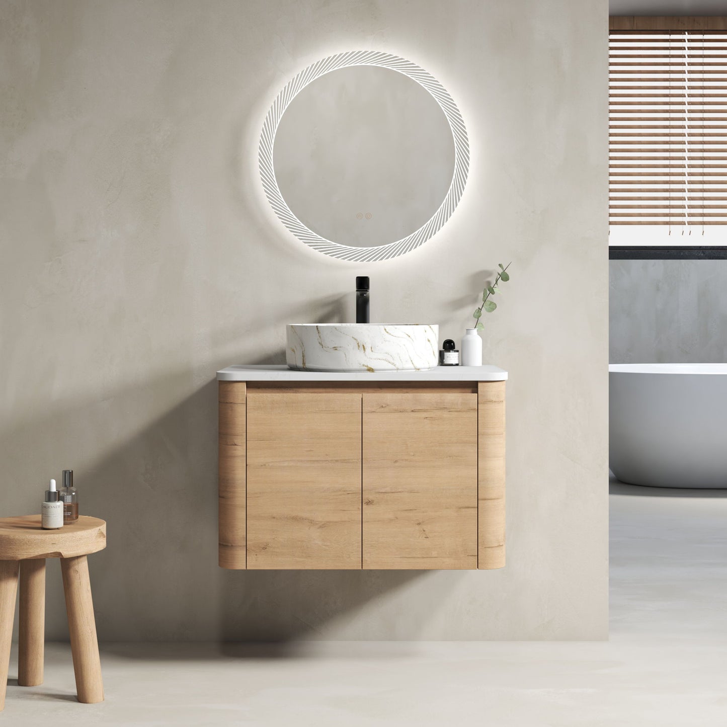 Wall Mounted Bathroom Vanity With Art Sink, 1 Soft Close Door