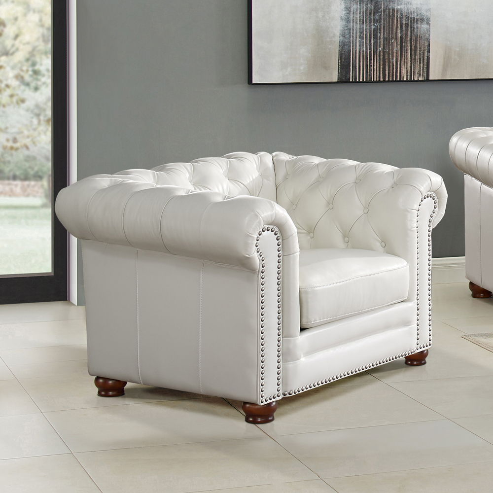 Aliso - Leather Chair - Cream White