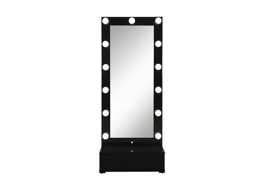 Ella - Narrow Tall Mirror With LED - Black