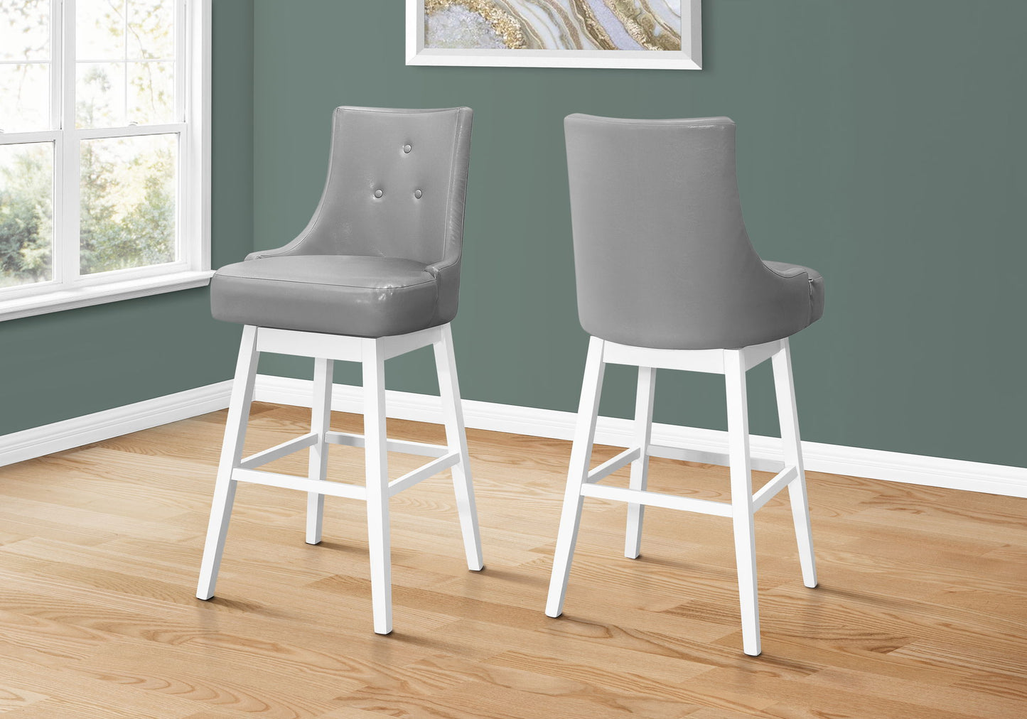 Swivel Stool Bar Height, Transitional (Set of 2) - Gray