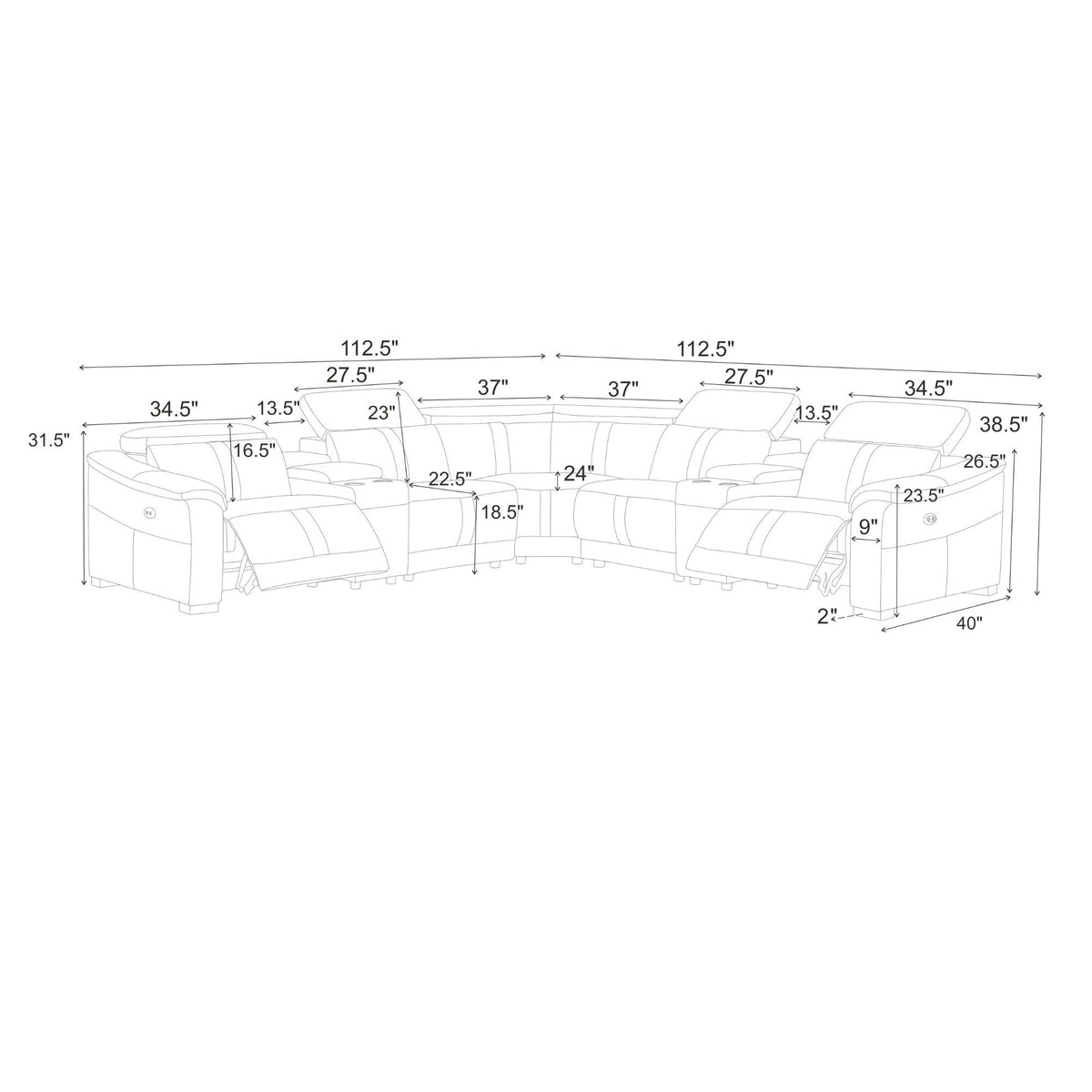 Modular Sectional & Recliner Seat And Adjustable Headrest