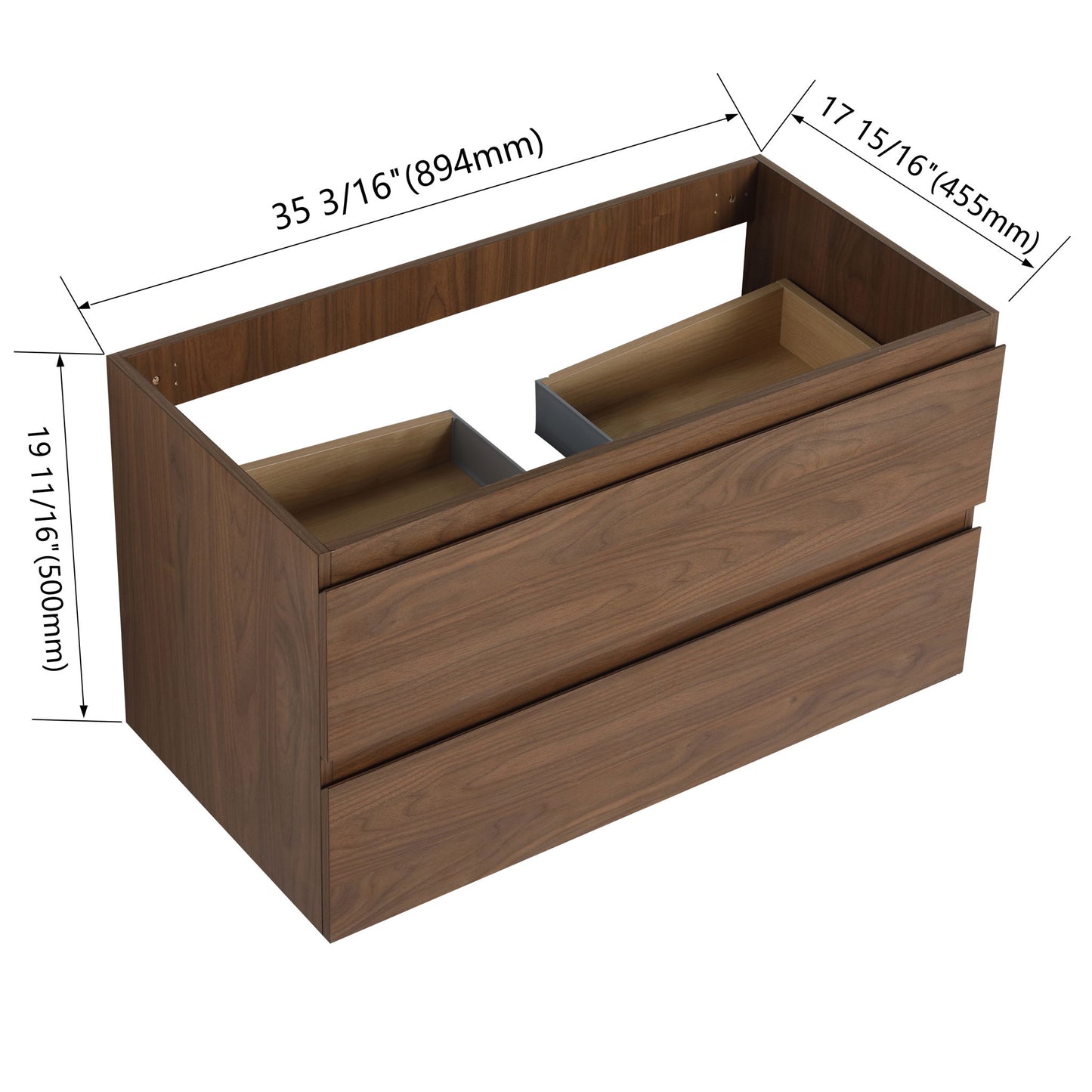 Wall Mounted Bathroom Vanity Cabinet, Soft Close Drawers (Vanity Only)