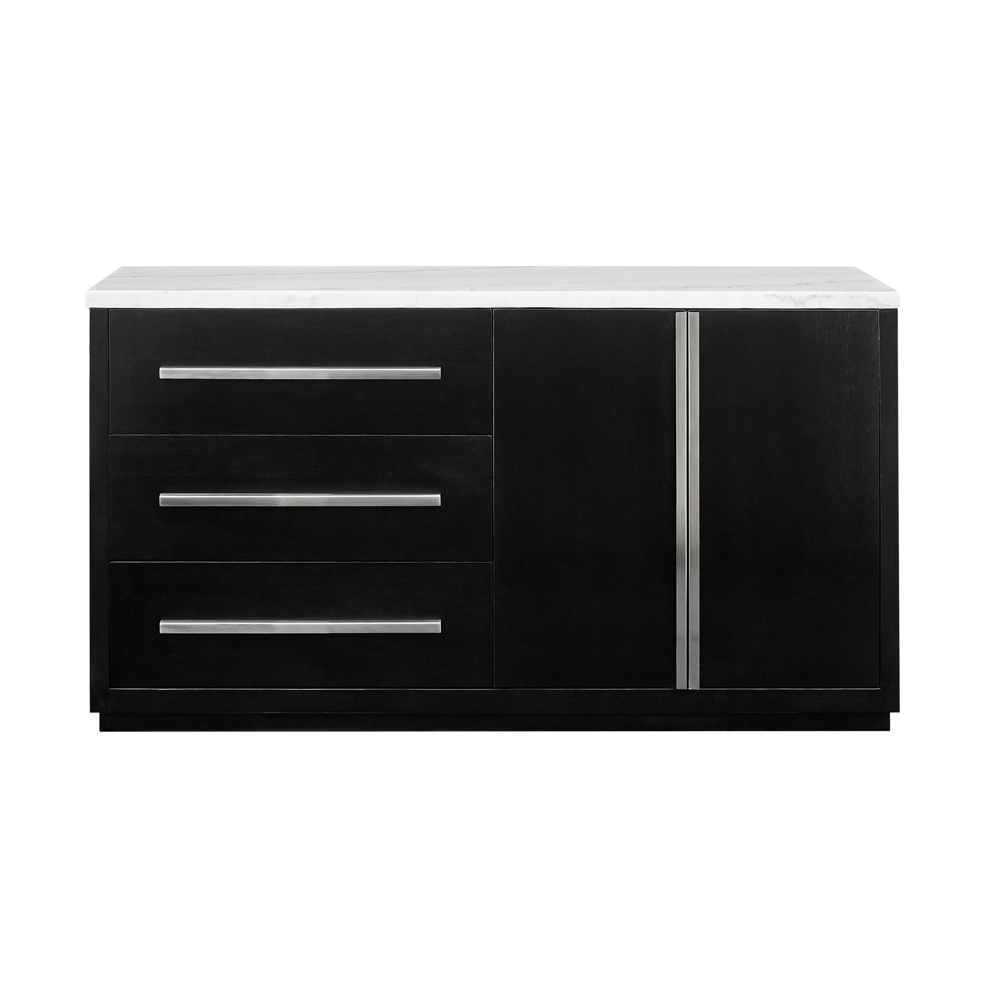 Camila - White Marble Top Server - Black