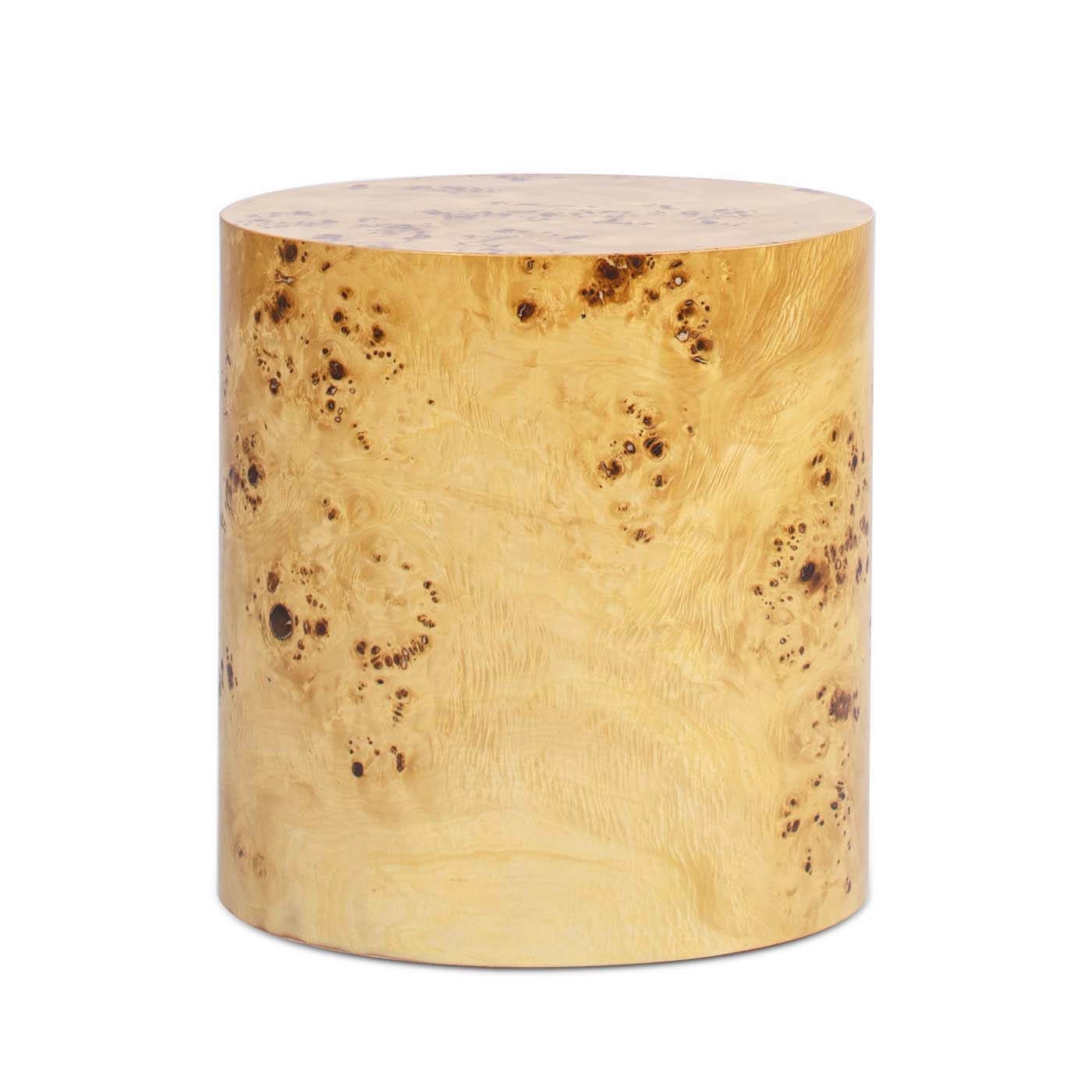 Nebula - Accent Oval Pillar Side Table - Warm Natural Brown Burl