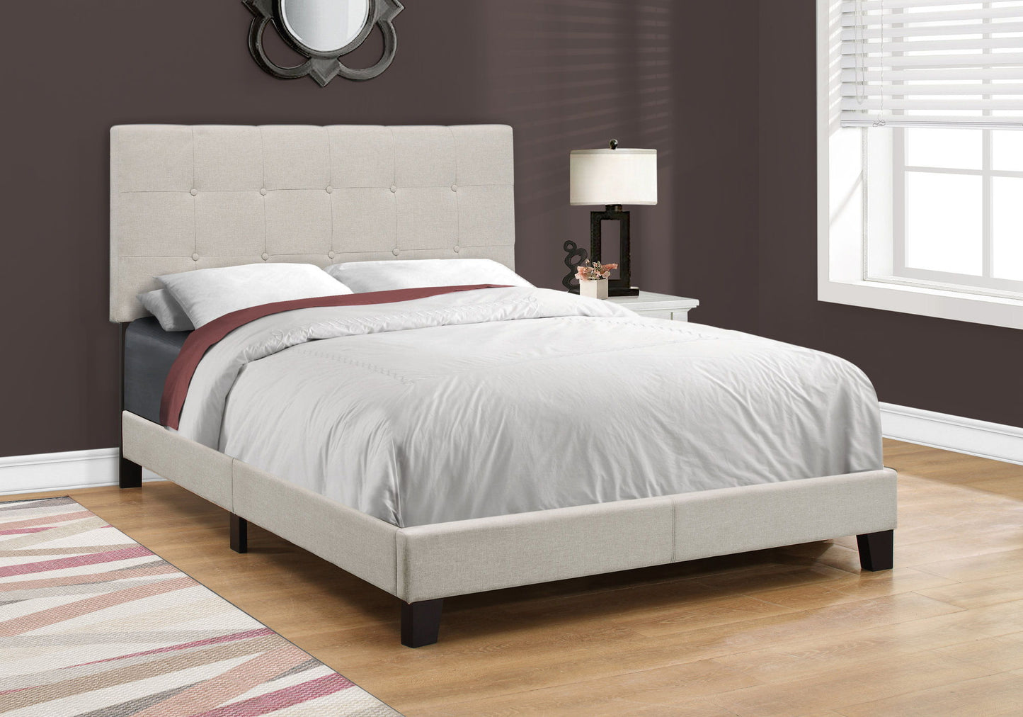 Bed, Upholstered, Frame Only, Transitional