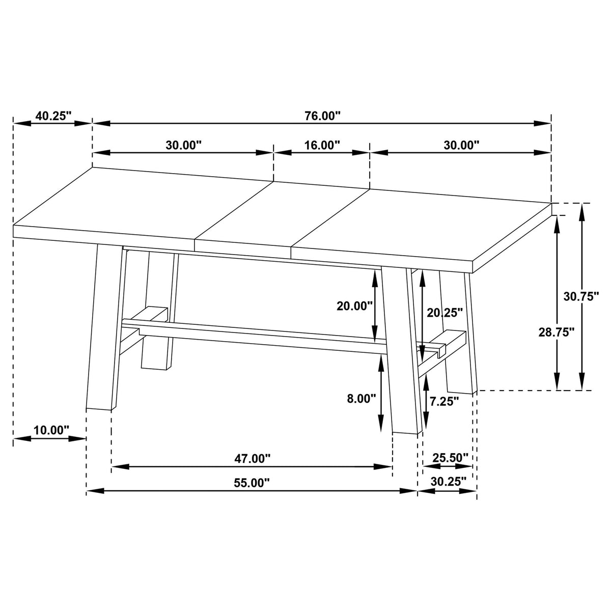 Extension Leaf Dining Table With Removable Leaf - Natural