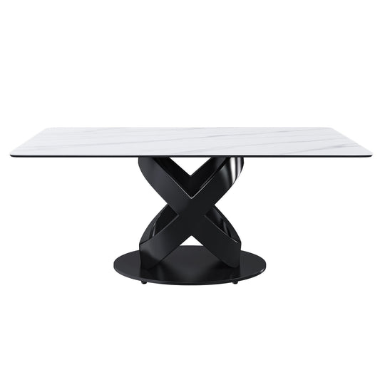Rectangular Dining Table, Table For 8 Guests - Black / White