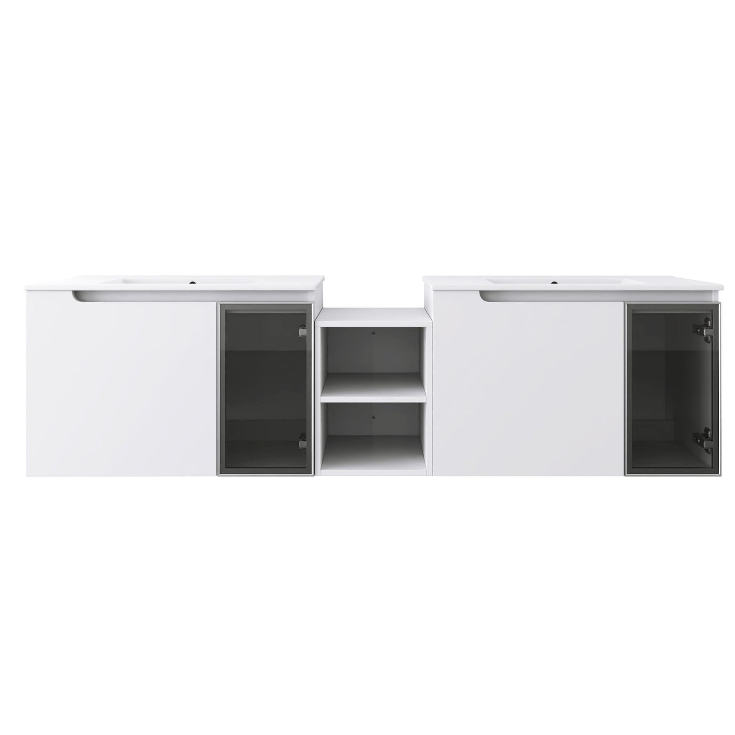 Wall Mounted Bathroom Vanity With Sink, Soft Close Doors, Cabinet & Half Door