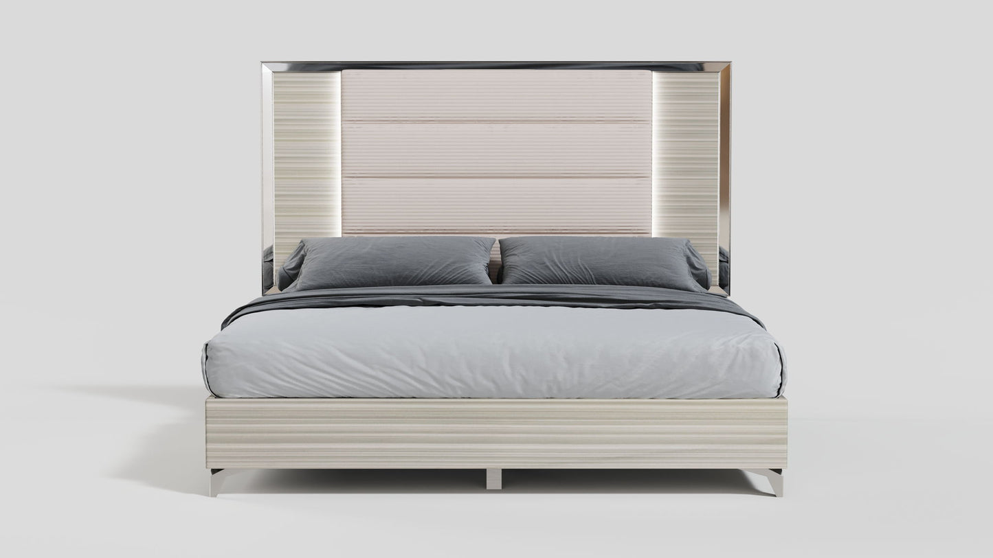 Zambrano - King Bed Headboard With LED - Light Gray / White