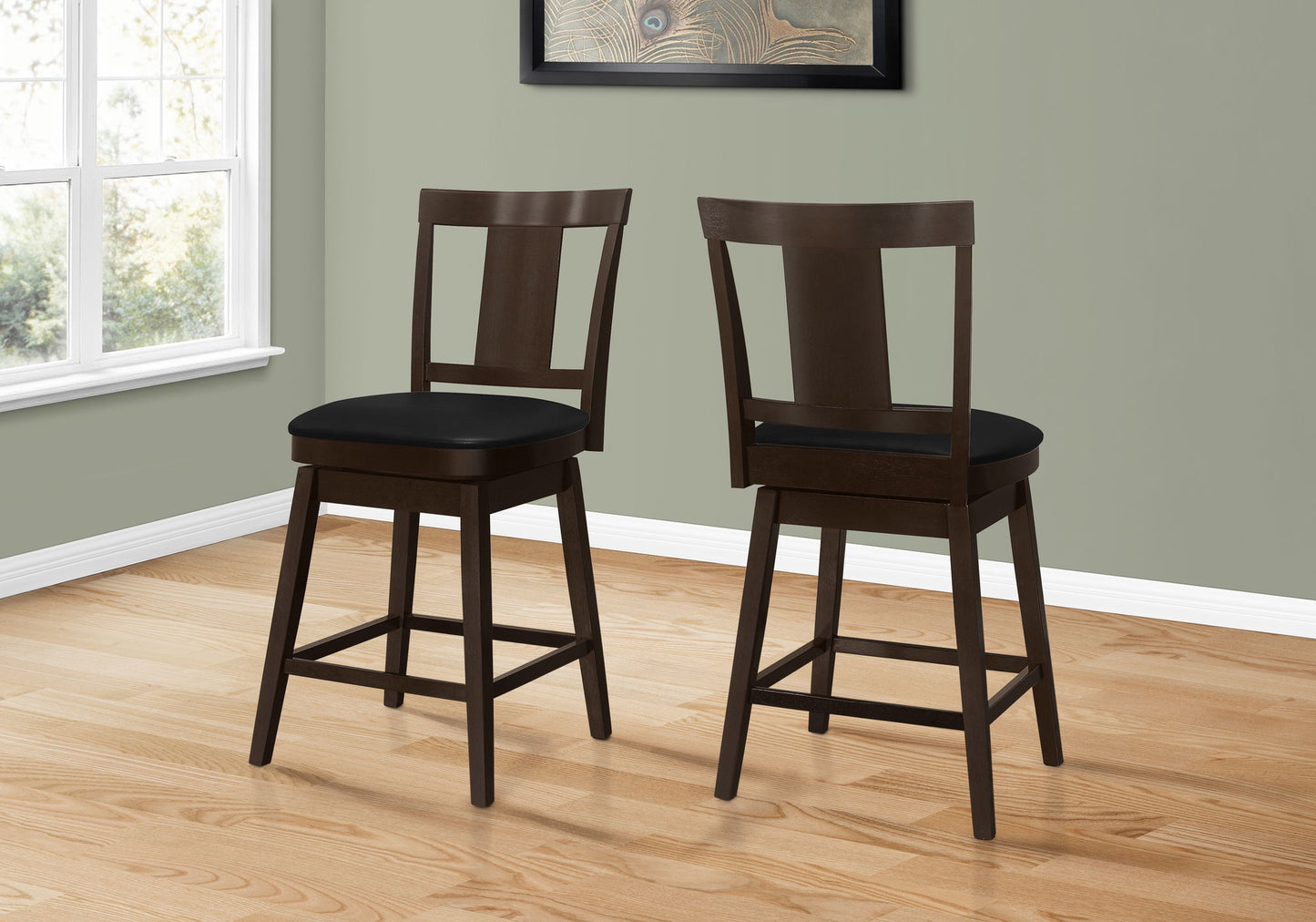 Swivel Bar Stool Counter Height, Transitional (Set of 2)