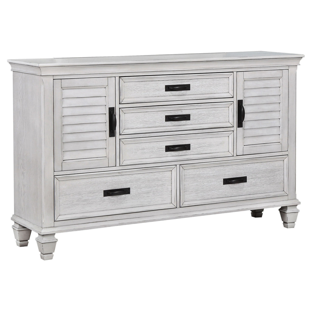 Lockeford - 5 Drawer Dresser With Side Cabinets - White