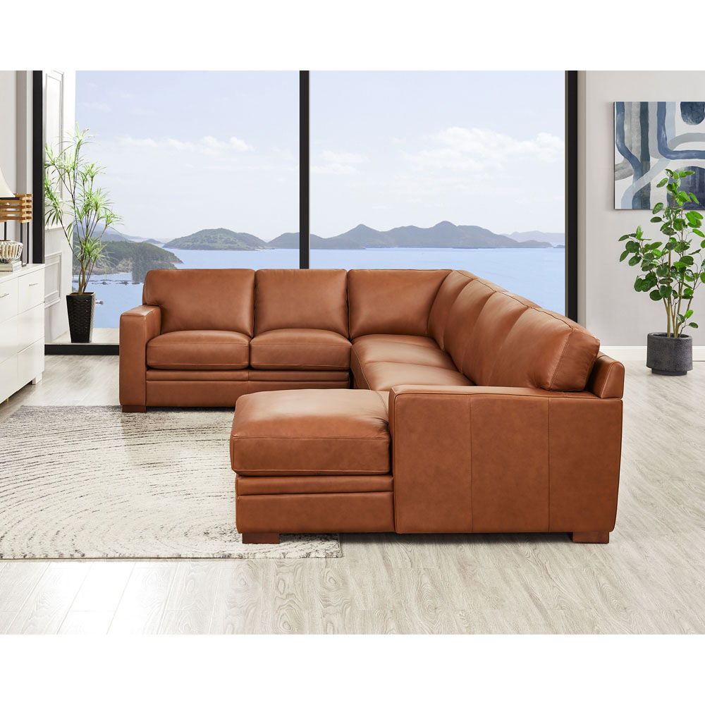 Dillon - Leather Right Chaise Sectional