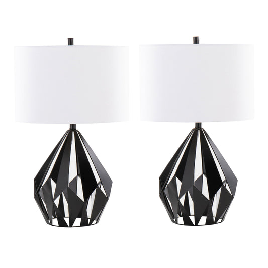 Geo - Me Tri Contemporary Table Lamp (Set of 2) - Matte Black / White