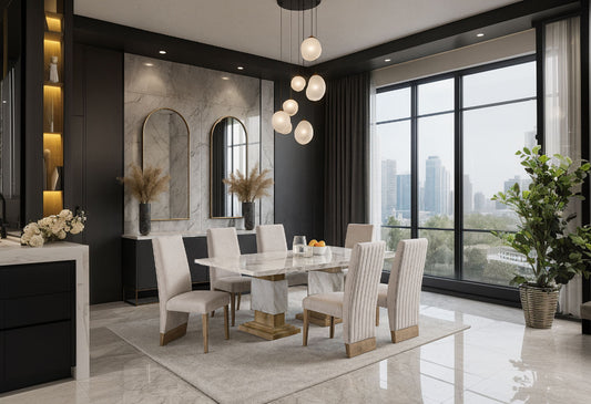 D12 - 9 Piece Dining Room Set (Dining Table And 8 Dining Chair) - Natural