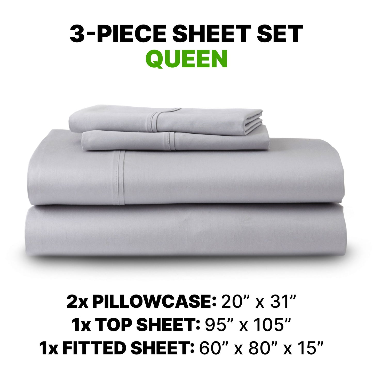 Sheet Set Luxurious Supima Cotton, Wrinkle Resistant, Breathable, With 2 Ghostgrip Band