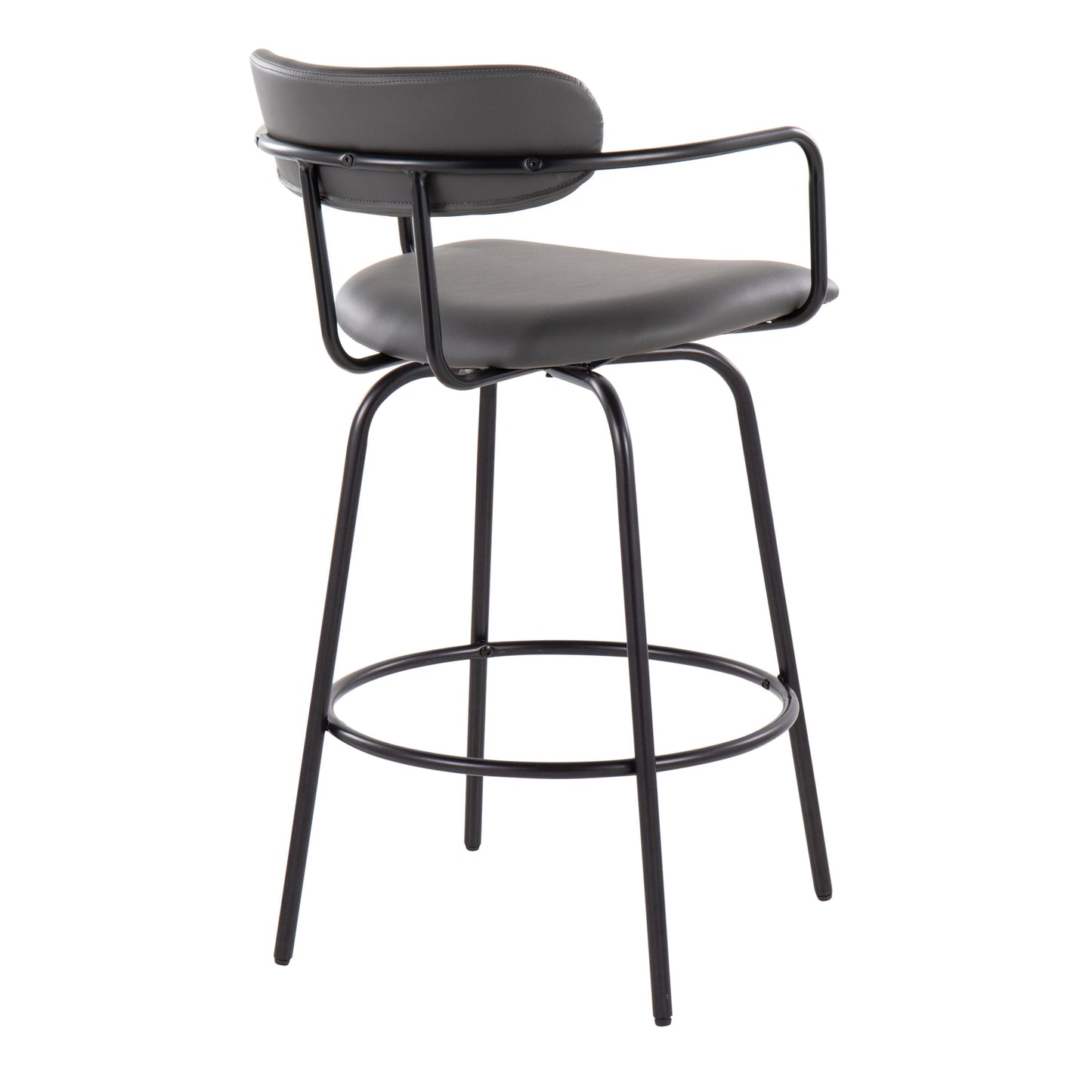 Demi - Contemporary Fixed Height Counter Stool With Swivel With Round Footrest (Set of 2)