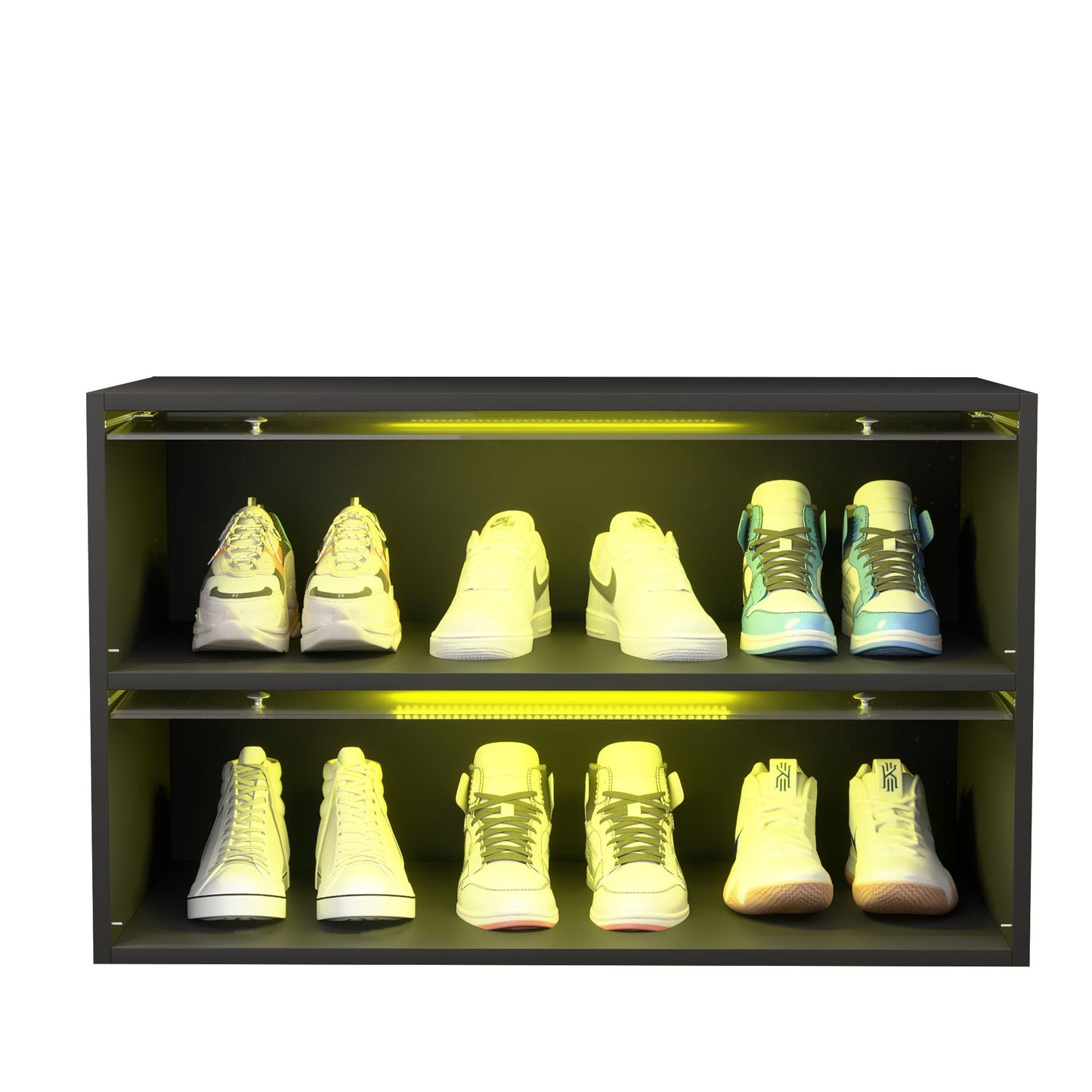 Glass Door Shoe Box, Shoe Storage Cabinet For Sneakers With LED Light