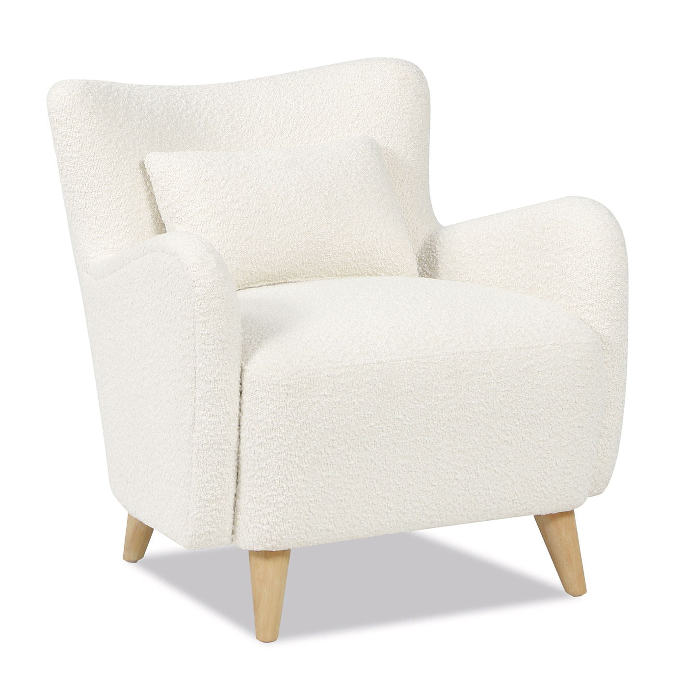 Lune - Curved Arm Accent Chair With Lumbar Pillow - Ivory White