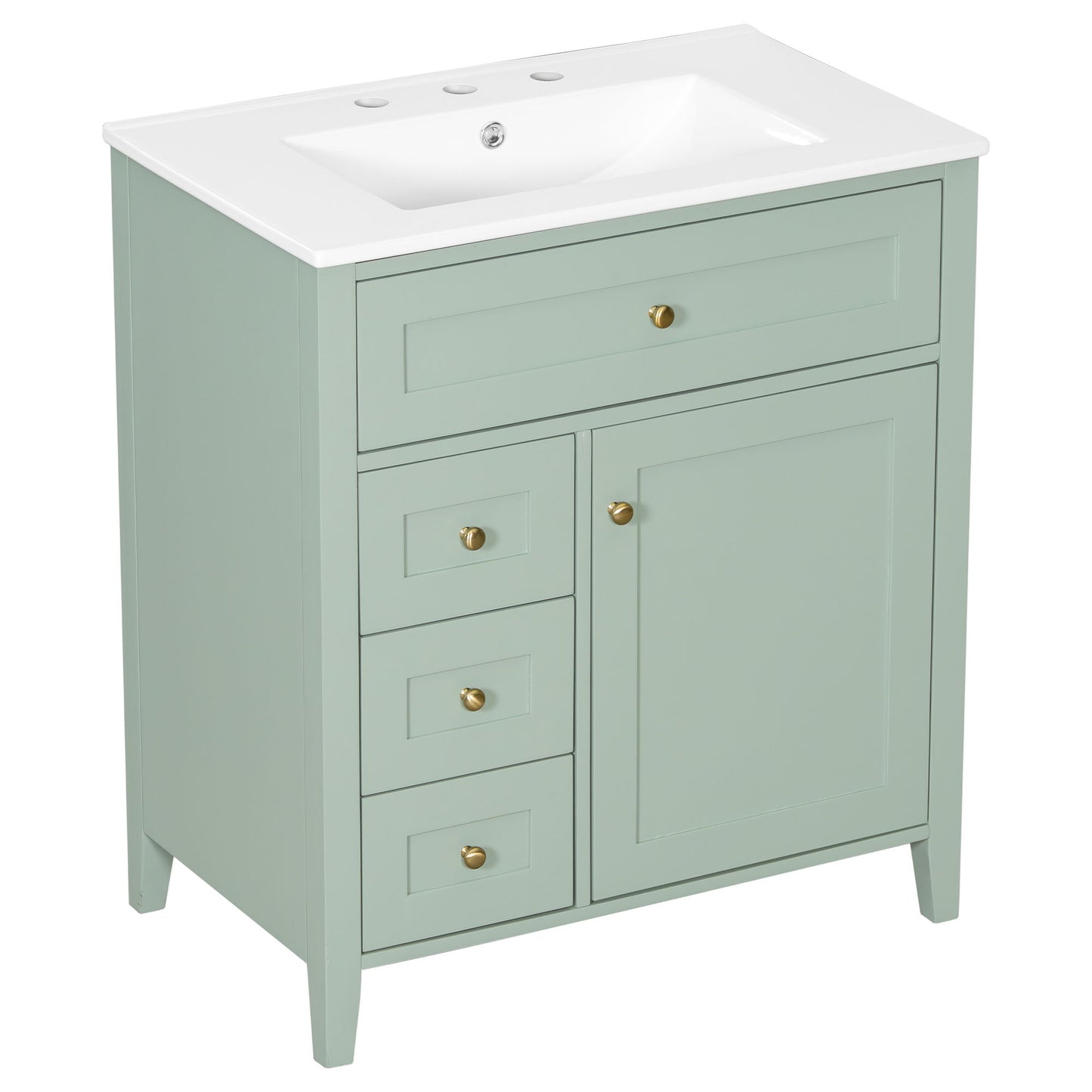 Modern Bathroom Vanity With Sink, 3 Drawers And Adjustable Shelf