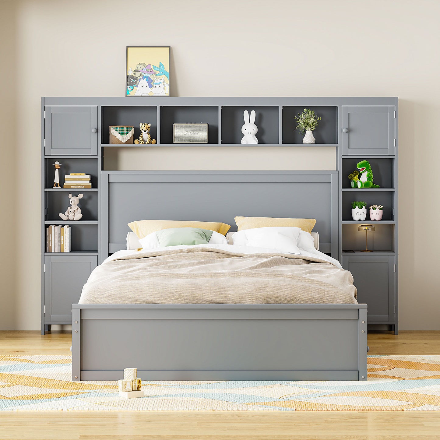 Bed With All In One Cabinet, Shelf And Sockets