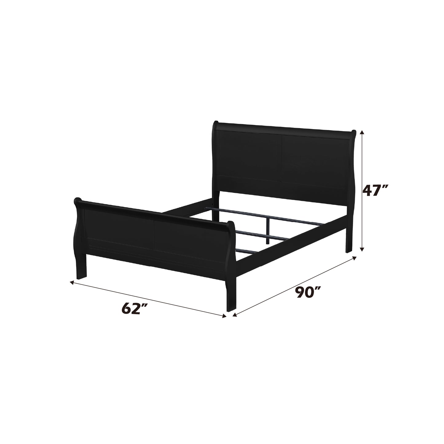 Louis Philippe Black Finish 5PCS Bedroom Set (Queen)