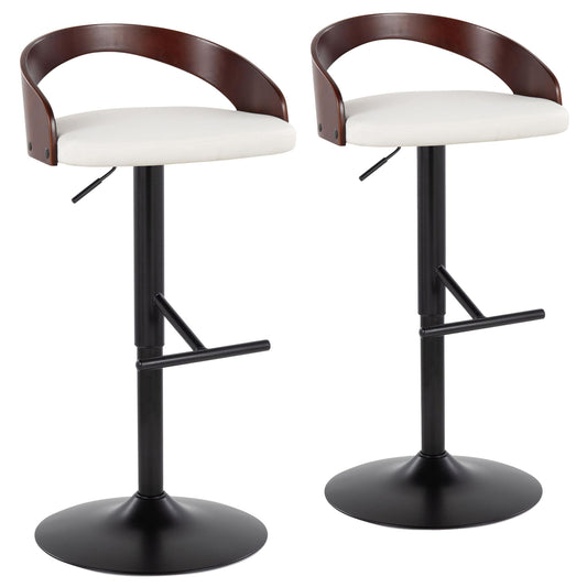 Grotto - Contemporary Adjustable Barstool With Swivel & Straight T Footrest (Set of 2)