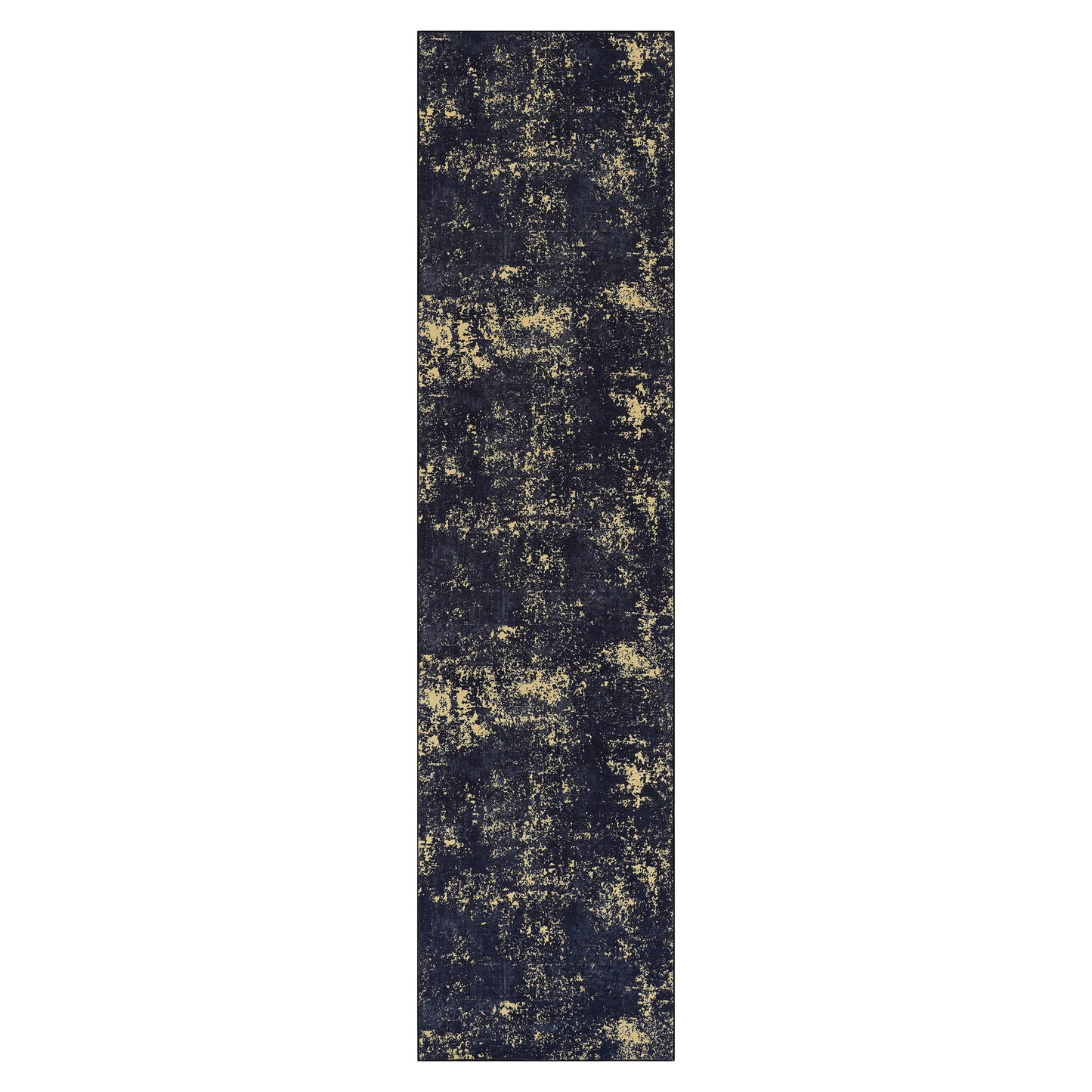 2'6'' X 10' Area Rugs, Washable, Low-Pile, Non-Slip, Non-Shedding, Foldable, Kid & Pet Friendly - Black / Gold