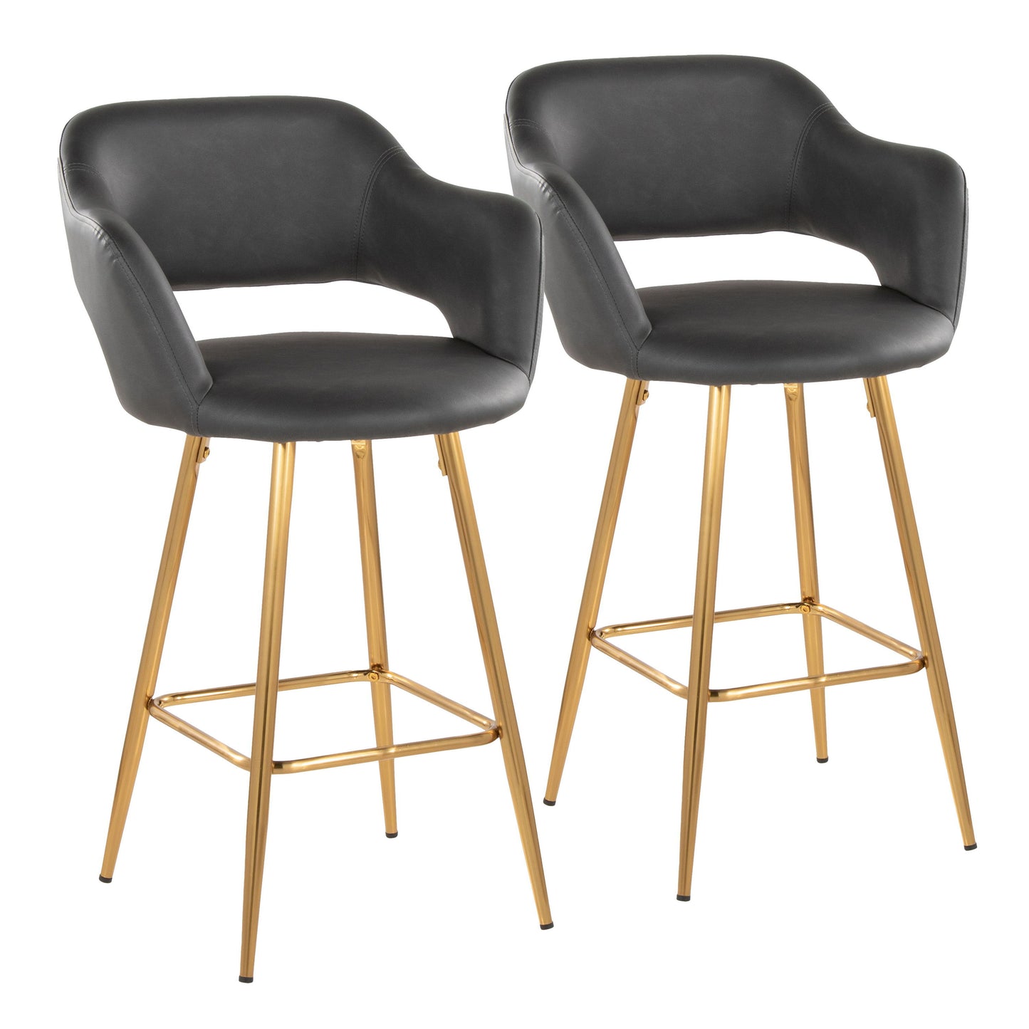 Margarite - Contemporary Fixed Height Counter Stool With Footrest (Set of 2) With Square