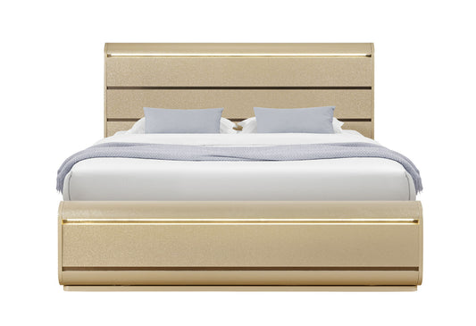 Genesis - King Bed Footboard / Side Rails And Slats - Gold