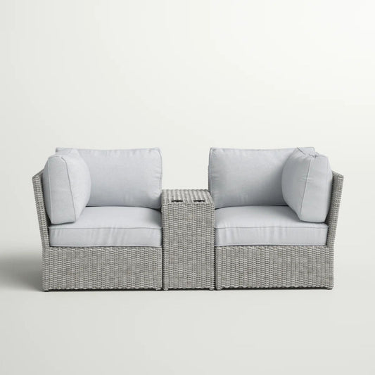 Patio Wicker Sofa Seating Group With Cushions, Weather Resistant - Gray Mix