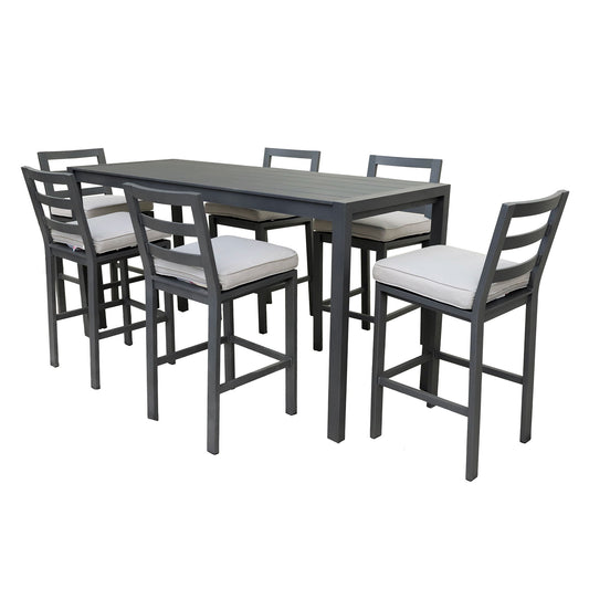 7 Piece Aluminum Outdoor Bar Set - Pewter