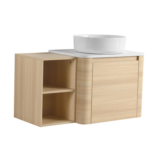 Mounted Bathroom Vanity With Art Sink, Storage Shelves, Soft Close Door