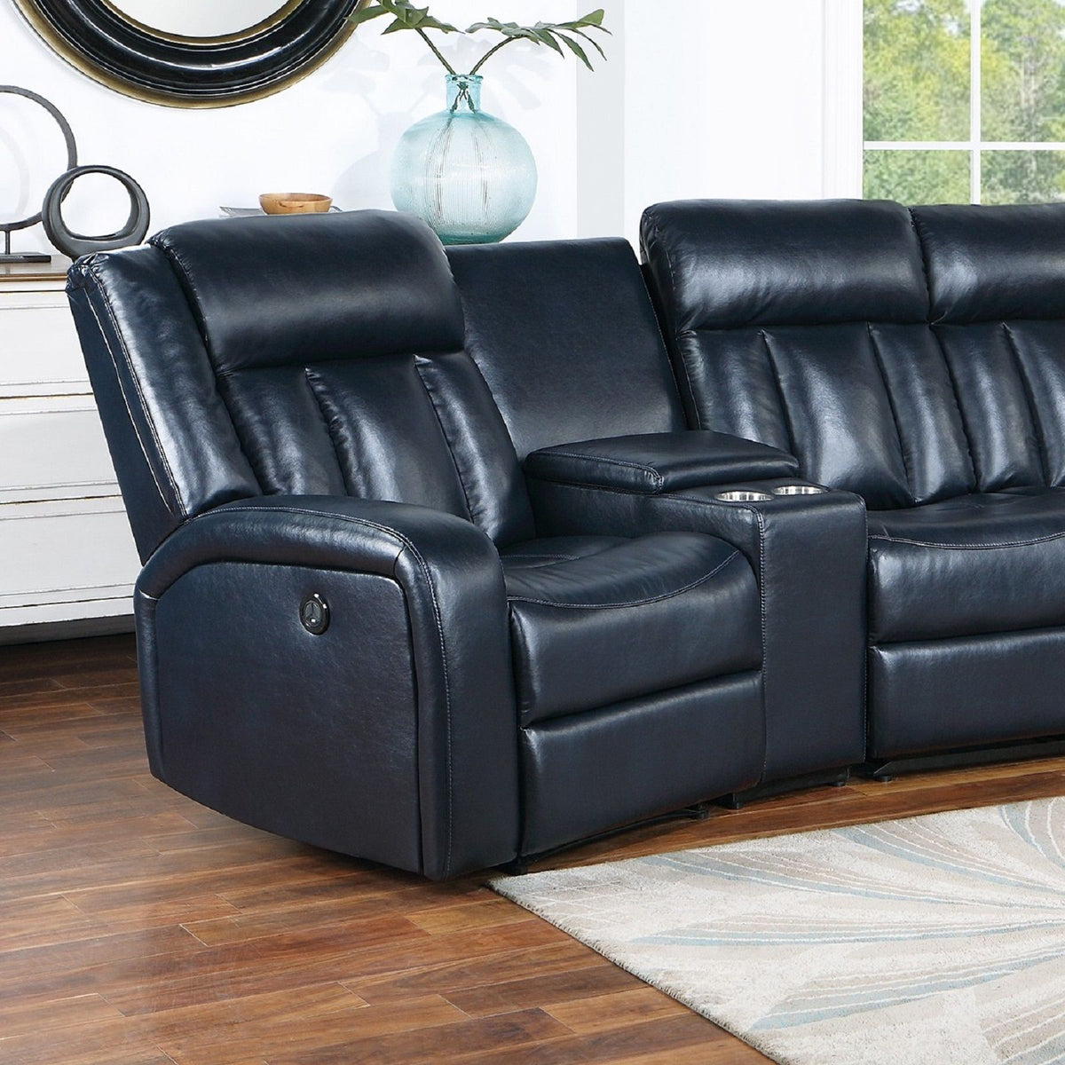 Reclining Sectional Sofa Set With Console Cup Holders USB Ports And Track Arms
