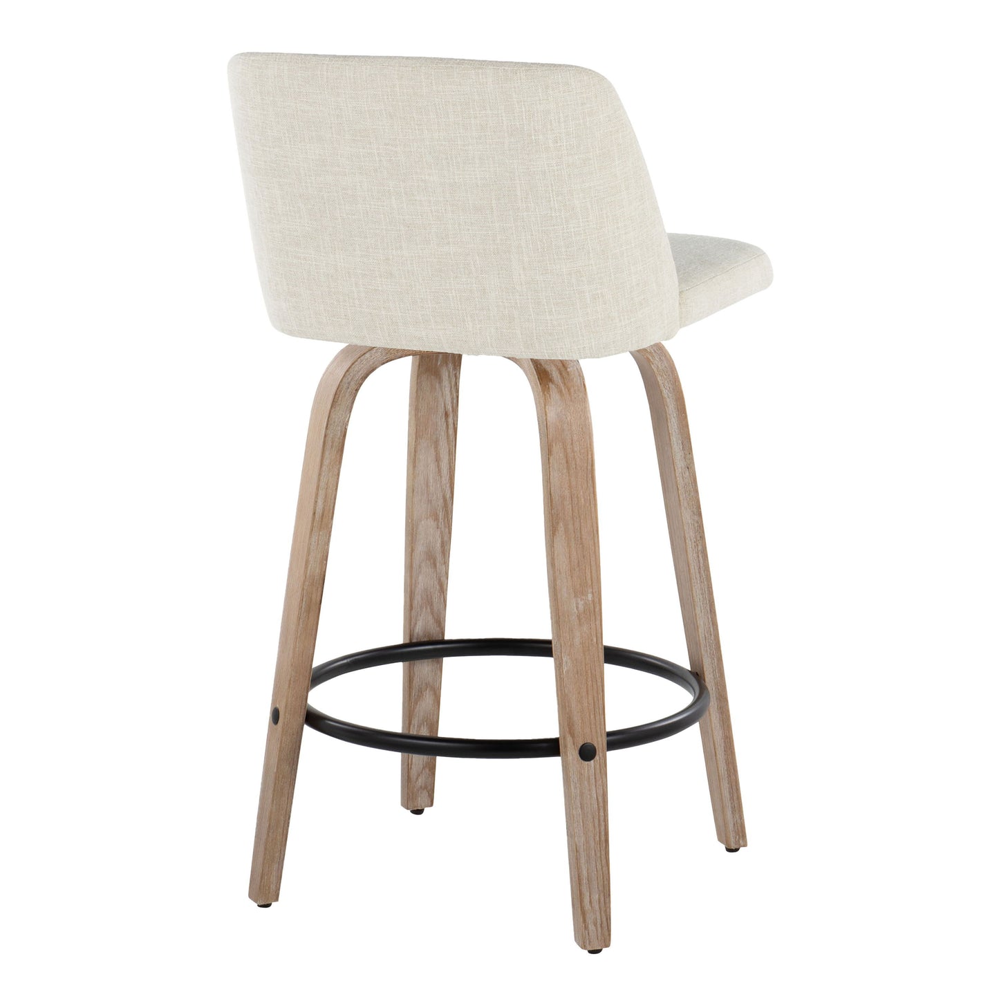 Toriano - Contemporary Fixed Height Counter Stool Swivel & Round Footrest (Set of 2)