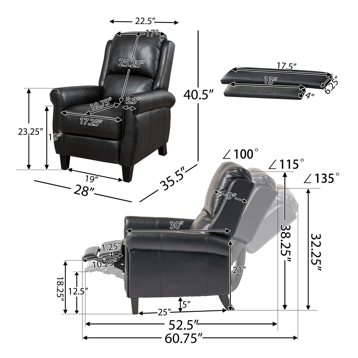 Contemporary Push Back Recliner Chair