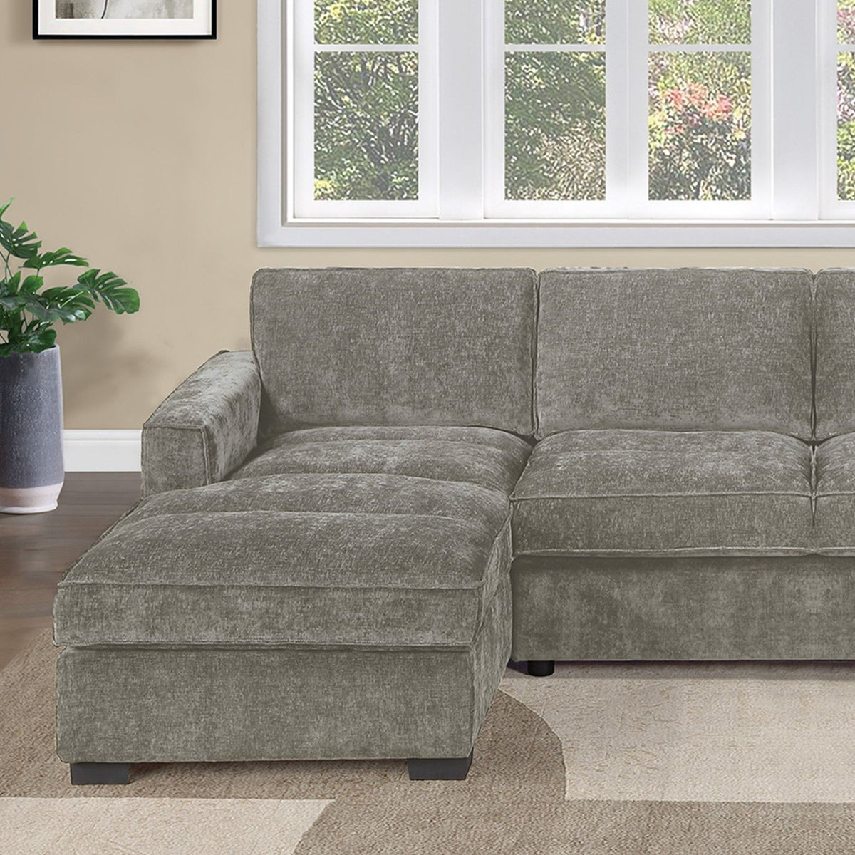 U - Sectional Sofa Upholstered LAF / RAF Chaise With Armless Loveseat And Chairs - Light Brown