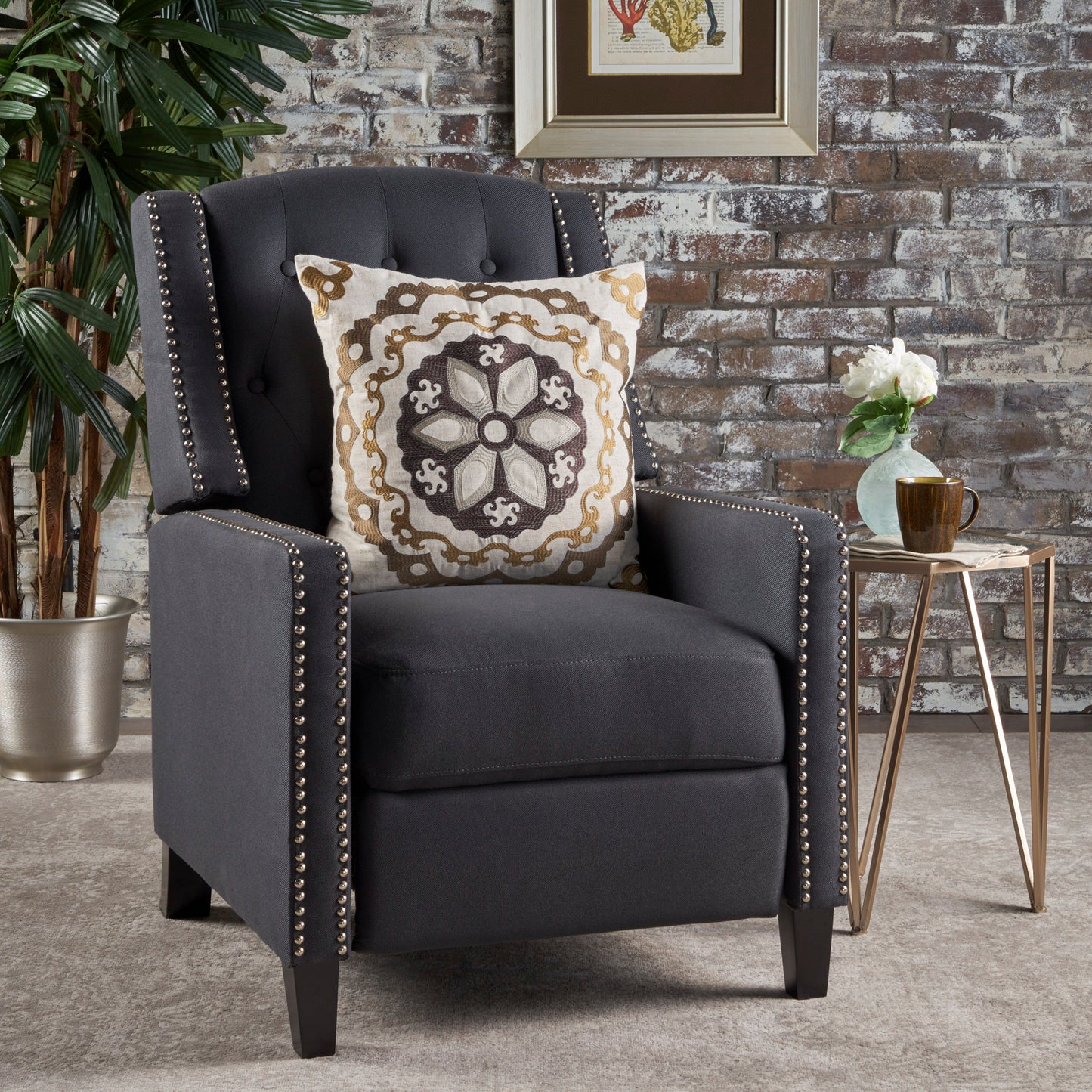 Push Back Chair Classic Fabric - Dark Gray