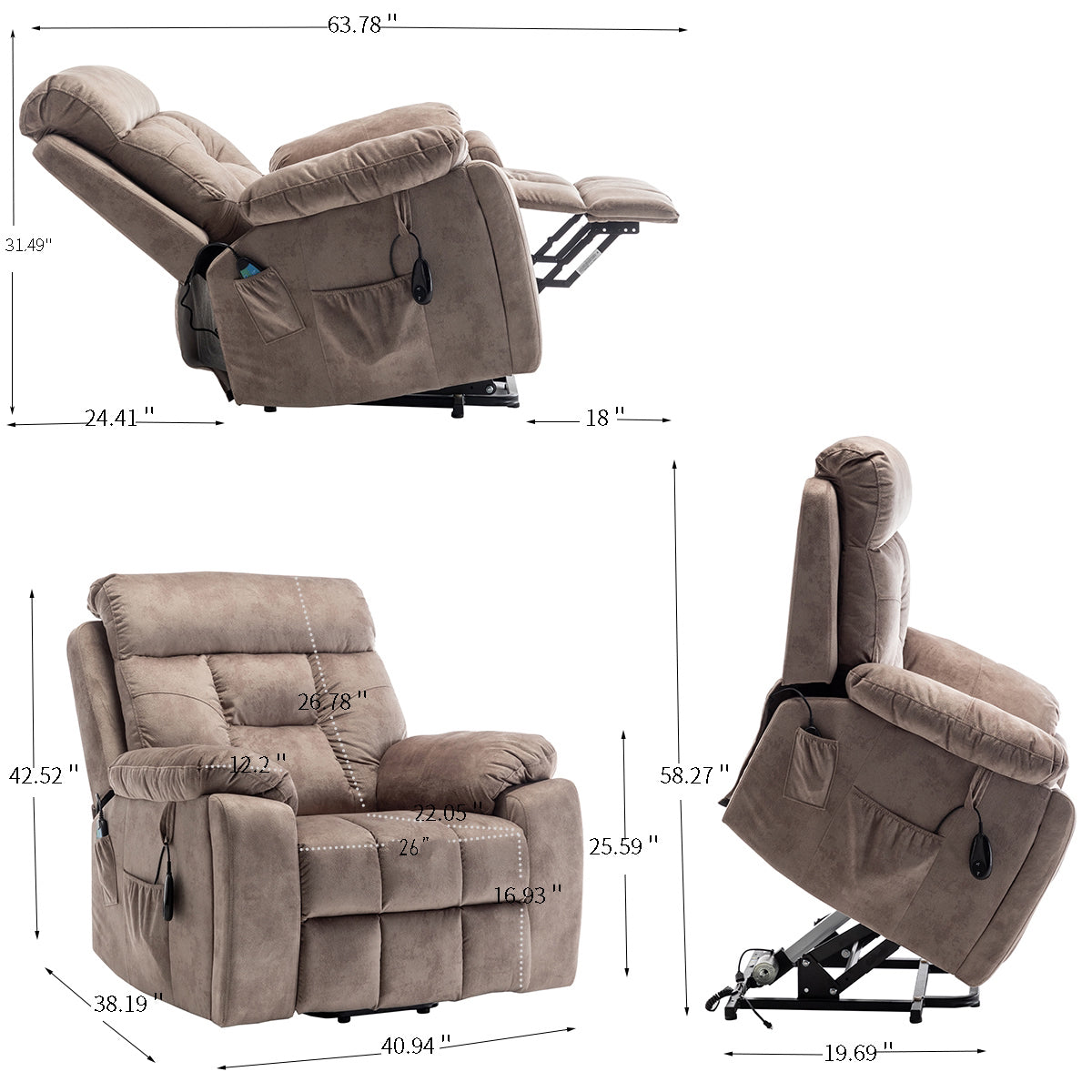 Lounge chair lift chair relax sofa chair living room furniture living room power elderly electric lounge chair (oversize, hidden cup holder)