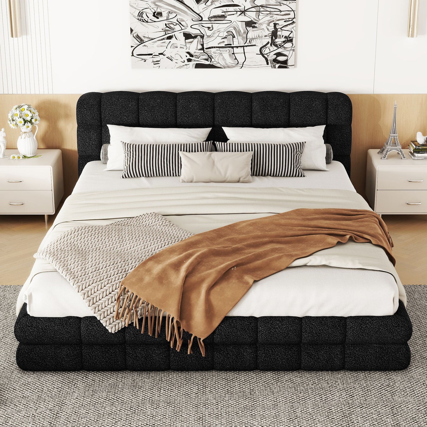 Upholstered Platform Bed With Headboard