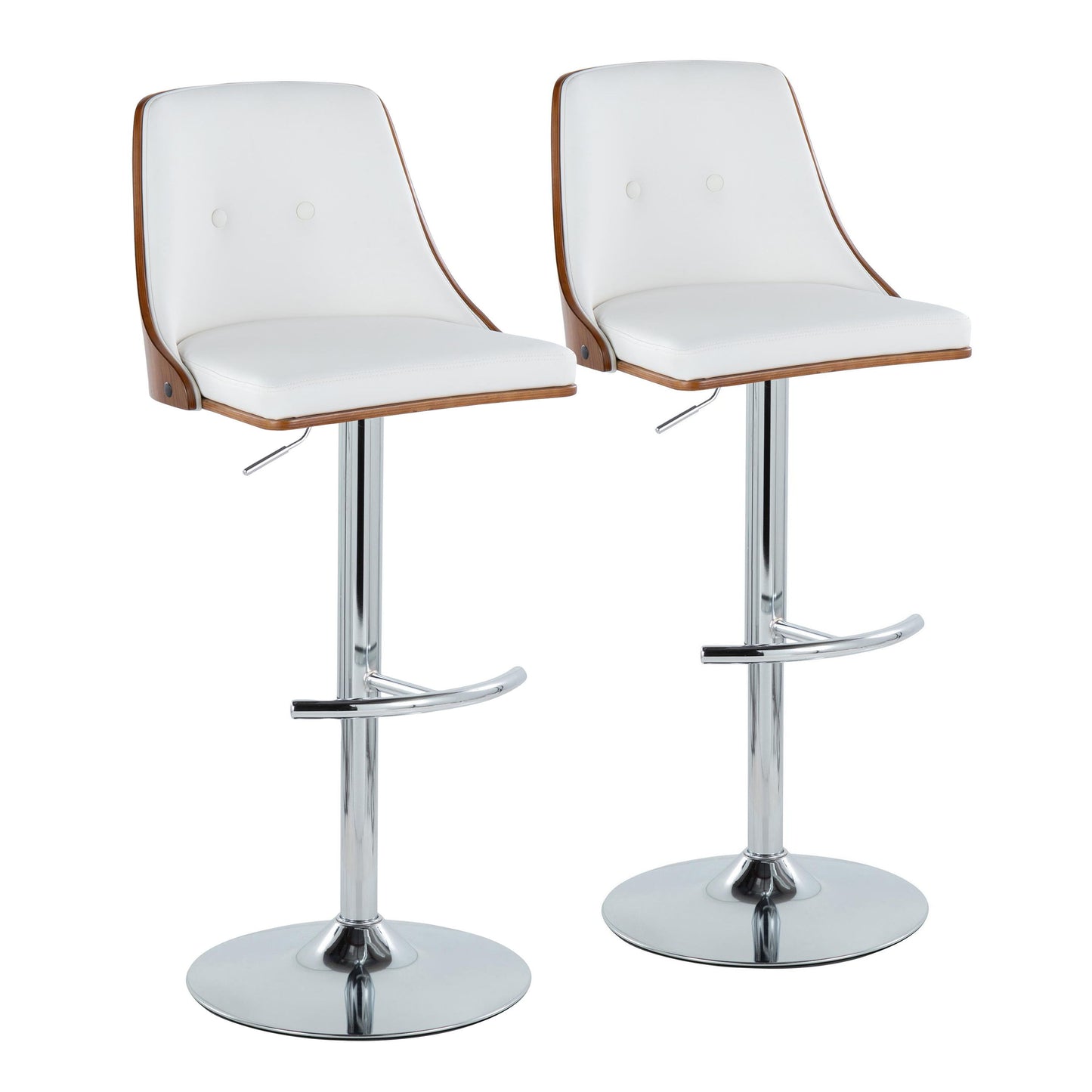 Gianna - Mid Century Modern Adjustable Barstool With Swivel With Rounded T Footrest (Set of 2)