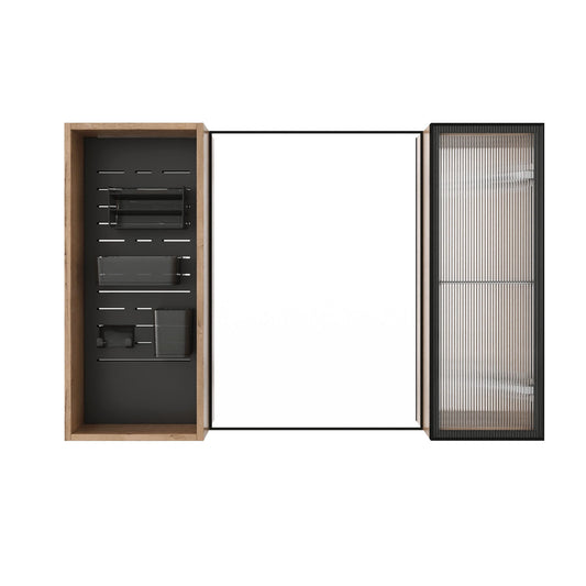 41.6" Wall Mounted Bathroom Cabinet With Adjustable Shelves Storage Cabinet - Imitative Oak