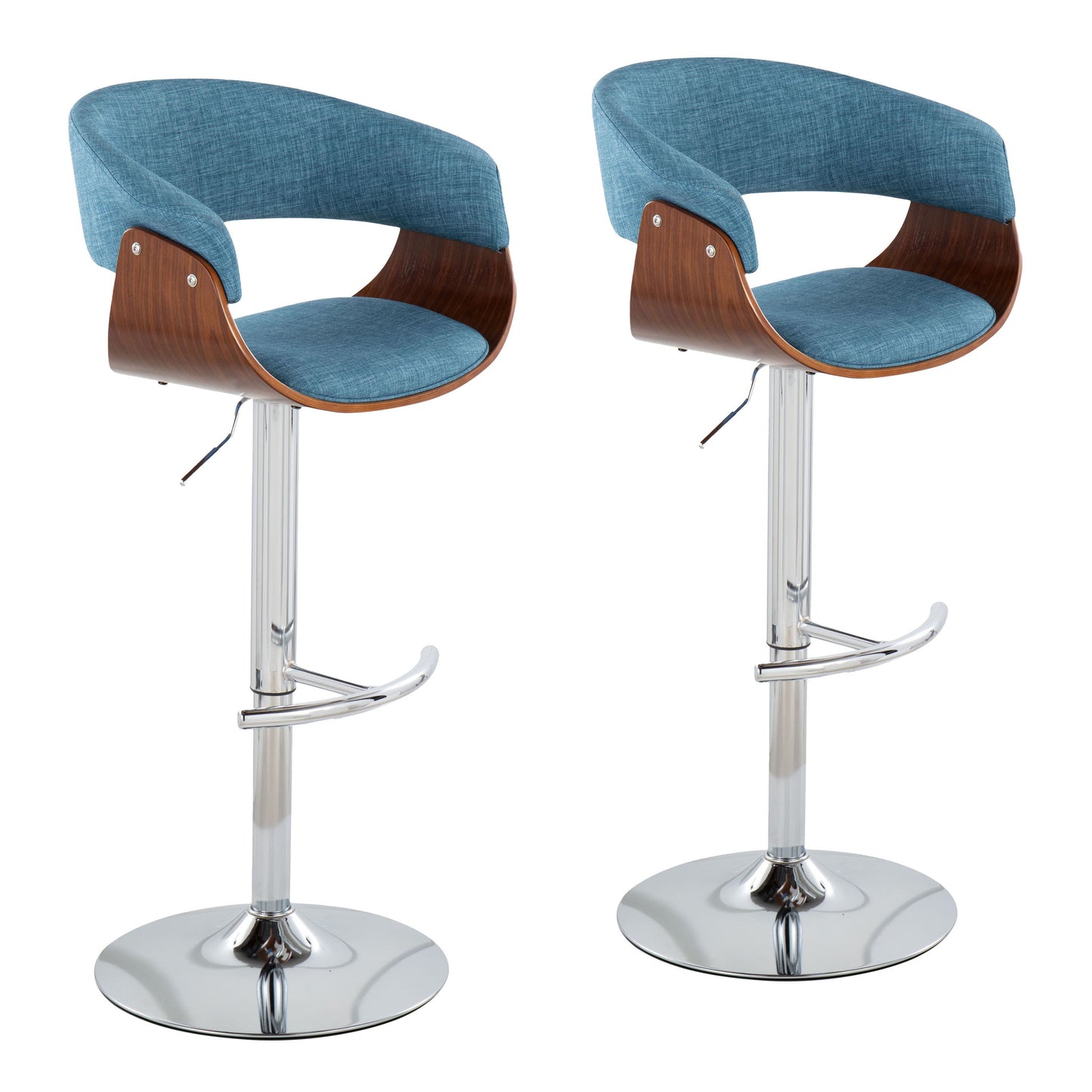 Vintage Mod - Mid Century Modern Adjustable Height Barstool With Swivel With Rounded T Footrest (Set of 2)