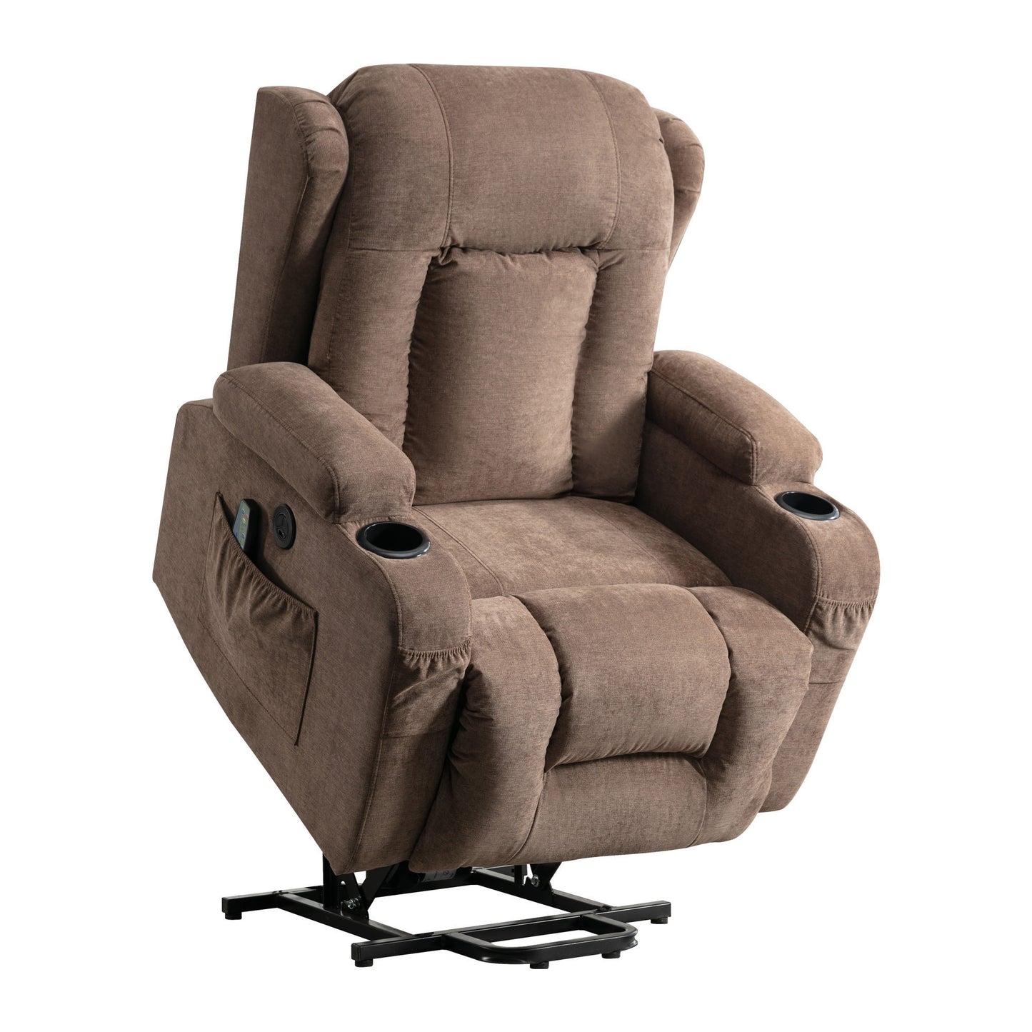 Power Lift Recliner Chair Recliners for Elderly with Heat and Massage Recliner Chair for Living Room with Infinite Position and Side Pocket,USB Charge Port(BROWN)