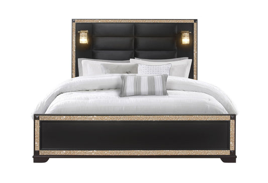 Blake - King Bed Headboard & Footboard - Black / Gold
