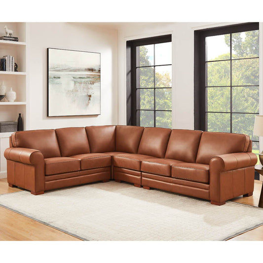 Brookfield - Leather L-Shaped Convertible Sectional