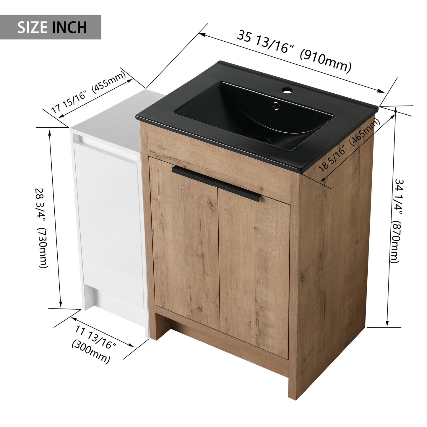 Freestanding Bathroom Vanity & Sink And Storage Cabinets, Soft Closing Doors